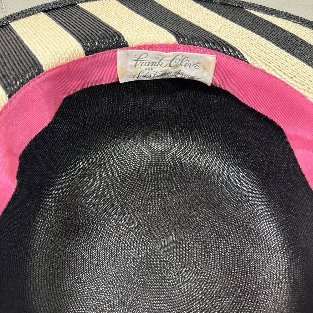 Vintage Frank Olive Straw Hat for Saks Fifth Avenue Elegant Classic - Picture 7 of 10